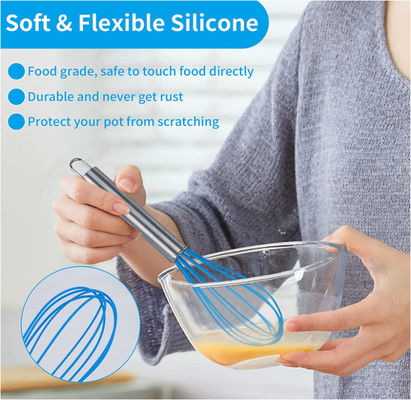 Blue Silicone Egg Beater Wire Whisk Odorless Nonremain CIQ Approved
