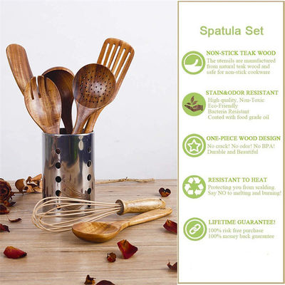 Scratchfree Teak Wood Cooking Utensils , Rustproof Non Stick Kitchen Tools